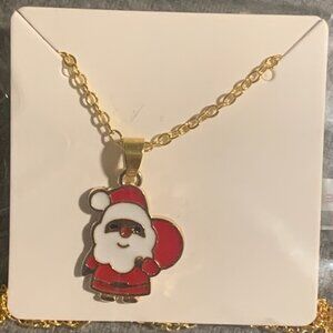 Santa Claus charm with 16” Gold Plated chain. New